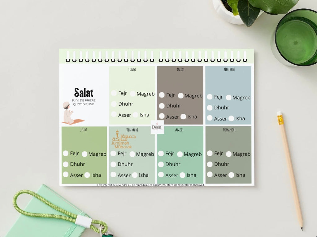 Planning quotidien de prière - Vert Format PDF
