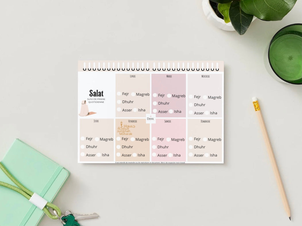 Planning quotidien de prière - Rose Format PDF